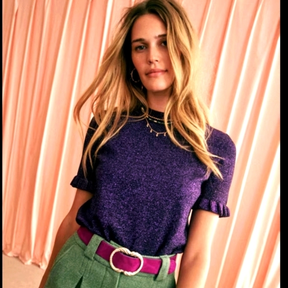 Sezane Sweaters - Sezane Chryssa Sweater Purple Metallic Small NWT
